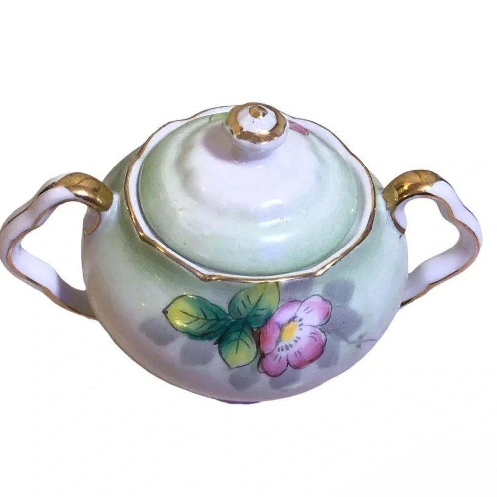 Vintage Floral With Gold Trim Sugar Bowl Maker Mark UCAGCO